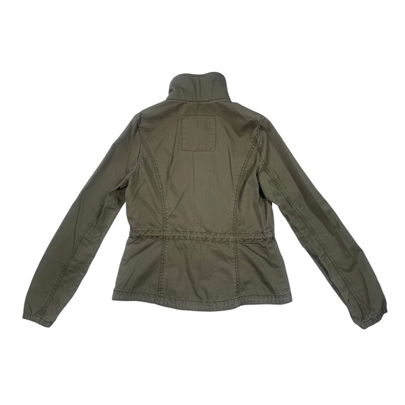 VTG Hollister Women's Military Field Jacket Olive Green Utility Drawstring Small - Picture 3 of 8